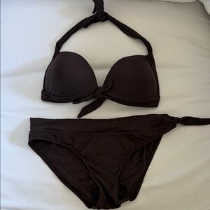 Elegant Dark Brown Jets Bikini Set